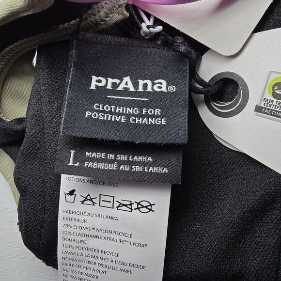 NWT PrAna Tulum Bikini Top Women's Size Large Black Color Block Quick Drying - Picture 7 of 9